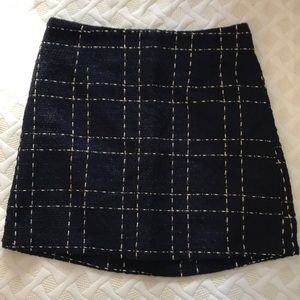 Navy and gold mini skirt